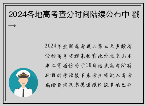 2024各地高考查分时间陆续公布中 戳→