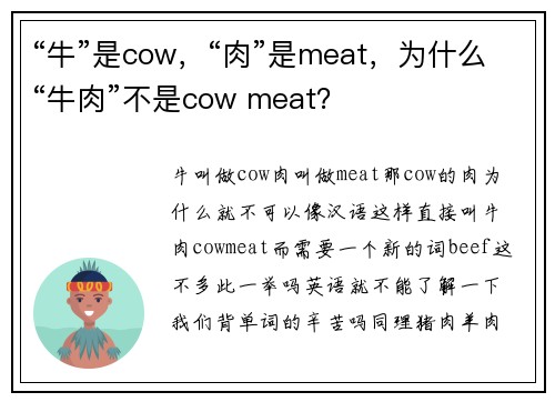 “牛”是cow，“肉”是meat，为什么“牛肉”不是cow meat？